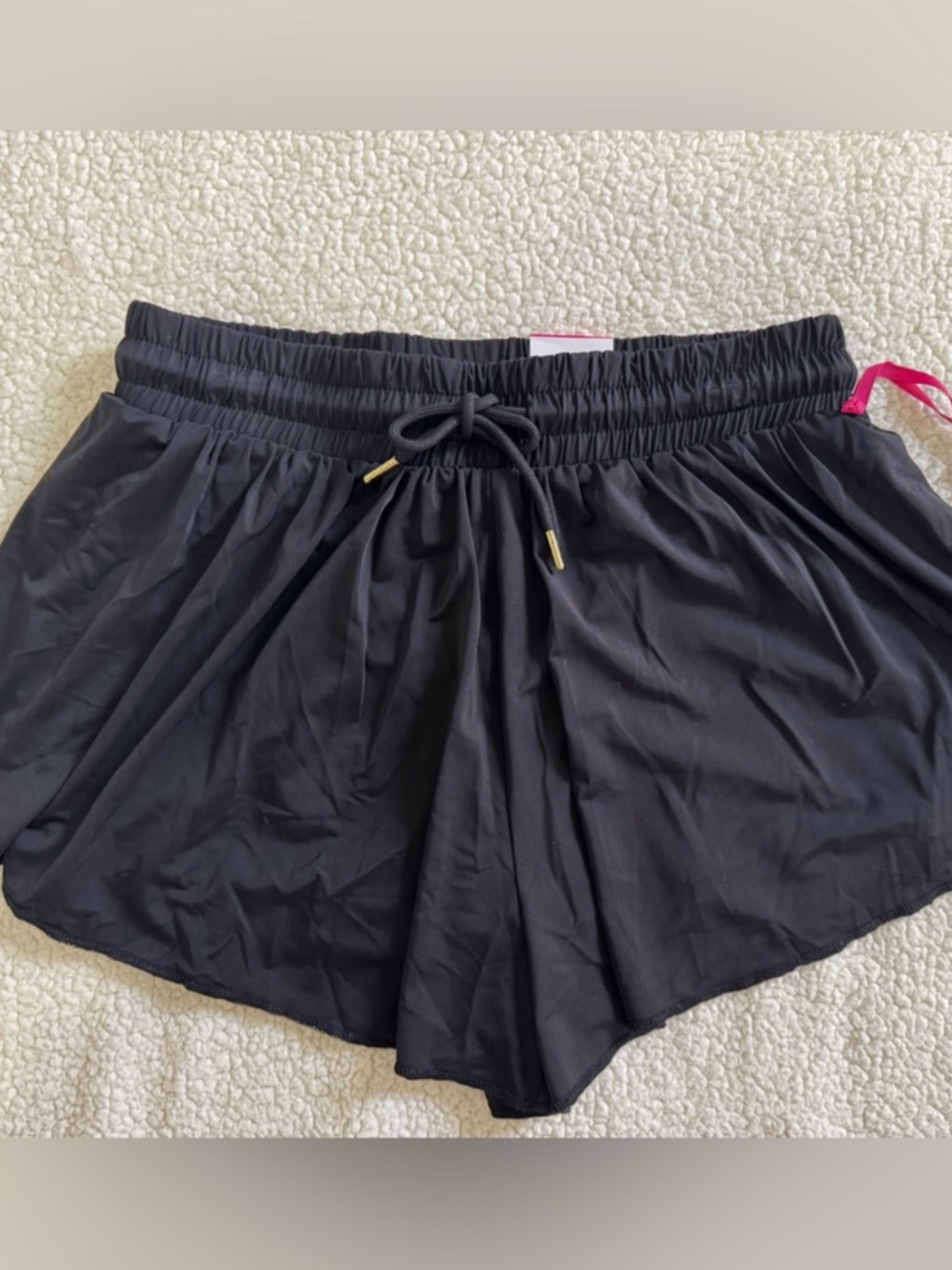 Justice Black Athletic Drawstring Shorts with Gold Accent